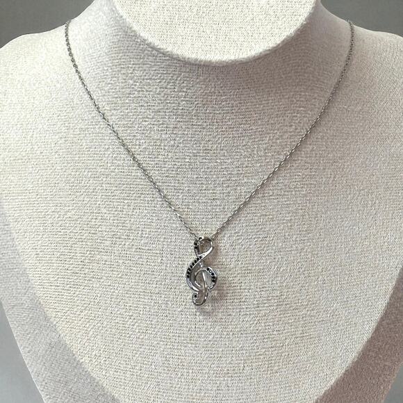 Musical Note Silver Necklace - Picture 3 of 7